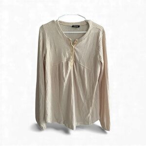 Mittoshop Cream Textured Long Sleeve Top